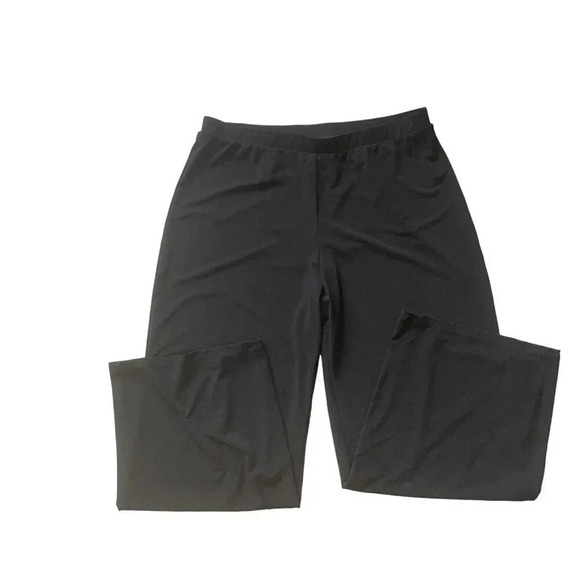 Chicos Black Chino Travel Pants Size 2 Wide Leg Stretchy Pull On Lagenlook - Picture 3 of 5